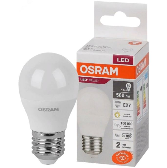 OSRAM | E27 P  7 (=60)W/830 FR 560lm 180*25000h LV CLP    Osram 4058075579804