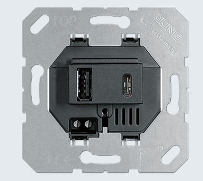 JUNG | USB15CASW зарядное устройство USB*2 Type A/Type C JUNG