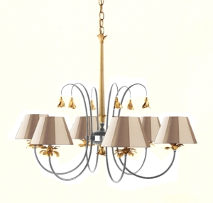 BAGA - PatriziaGarganti | 874 niquel+gold parts/green+ivory taffeta shade  BAGA D82cm H93cm