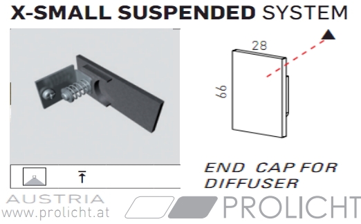 PROLICHT | 43005 заглушка торцевая  X-SMALL SYSTEM  66х28мм PROLICHT